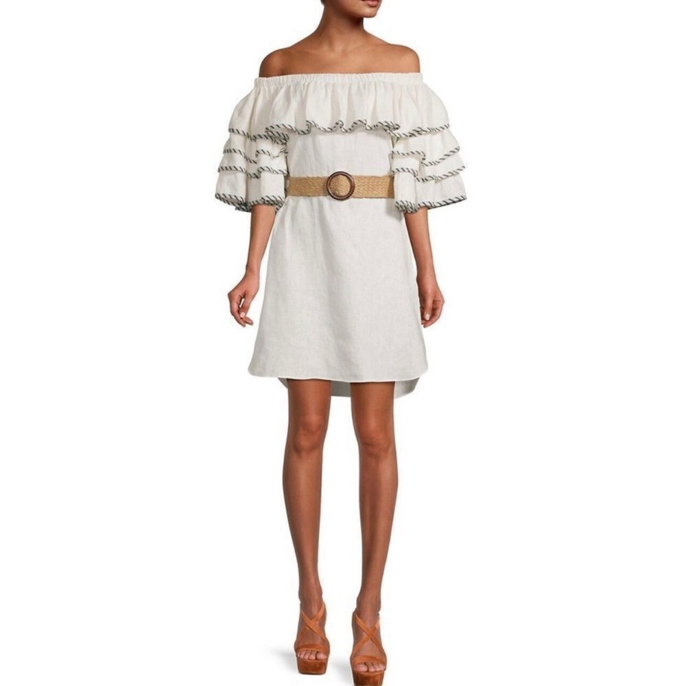 Ted Baker Meiyah Off-the-Shoulder 100% Linen Minidress Women's Size 3 Summer